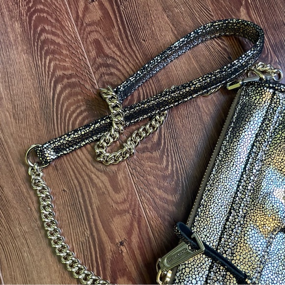 Rebecca Minkoff leather crossbody bag MAC pebbled gold - Picture 4 of 7